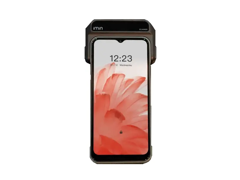 Schwarzes iMin POS-Terminal mit Touchscreen und Scanner