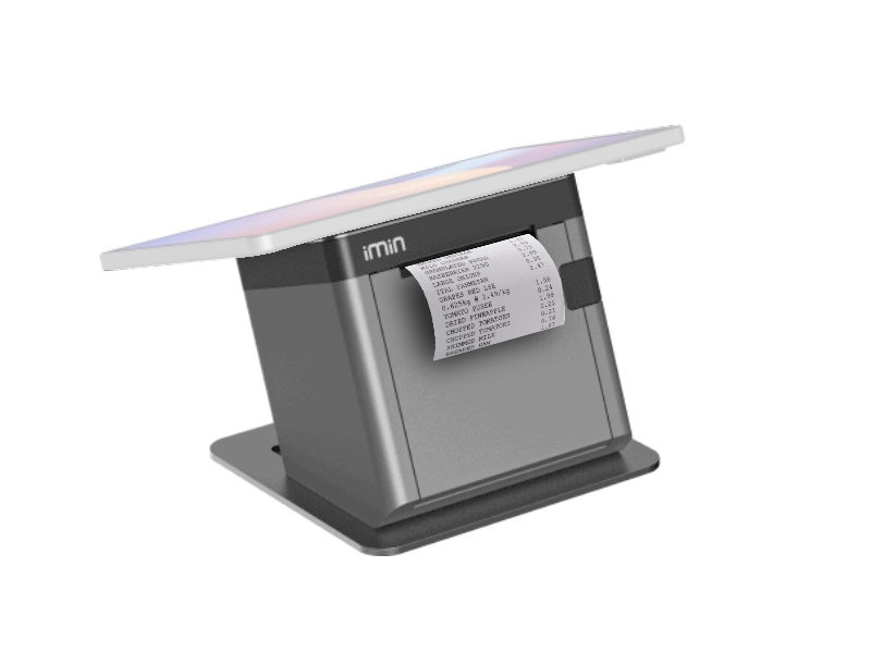 Sunmi CPad 8.8-inch Android POS tablet on printer stand with receipt output, NFC, eSIM, 4G, fingerprint and 2D scanner for retail and hospitality