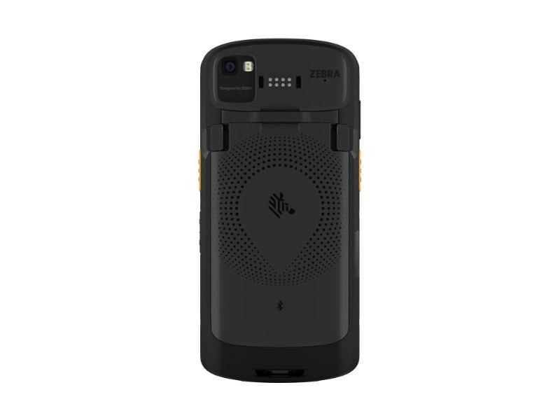 Rear view of Zebra TC53 Android 11 handheld mobile computer with 2D QR scanner, Wi-Fi, NFC and Bluetooth for retail, logistics and shipping workflows