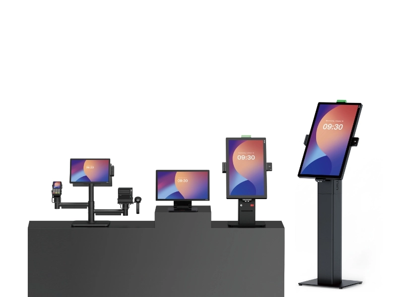 iMin Crane 1 21.5 inch self-order kiosk system with Android 13 POS control and digital signage for retail and hospitality