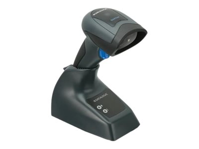 Datalogic QuickScan Mobile QM2131 433 MHz wireless 1D barcode scanner in charging cradle for fast retail, POS and hospitality scanning