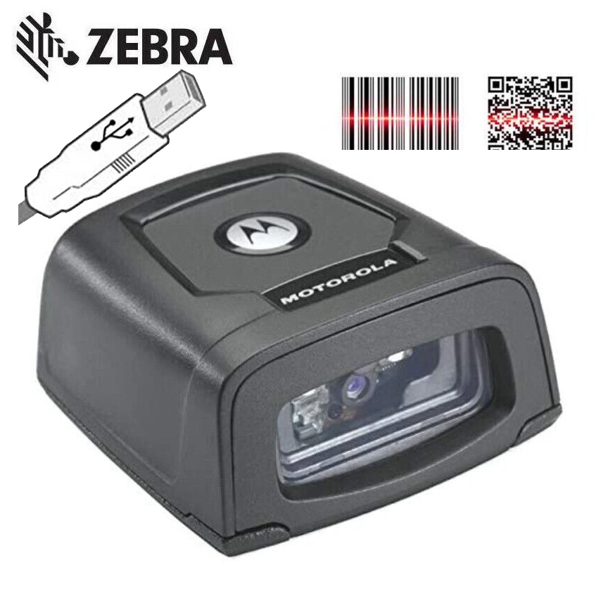 Refurbished Zebra DS457 USB desktop barcode scanner for hands-free auto-scan of 1D and 2D codes, including EAN, QR, DataMatrix and Securpharm.