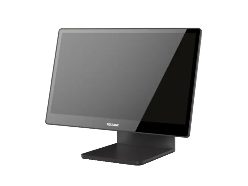 Schwarzes POSBANK Touchscreen-Kassensystem seitlich