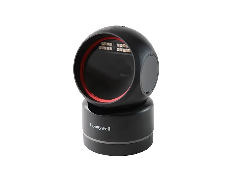 Schwarzer Honeywell Orbit Barcode-Scanner auf Sockel