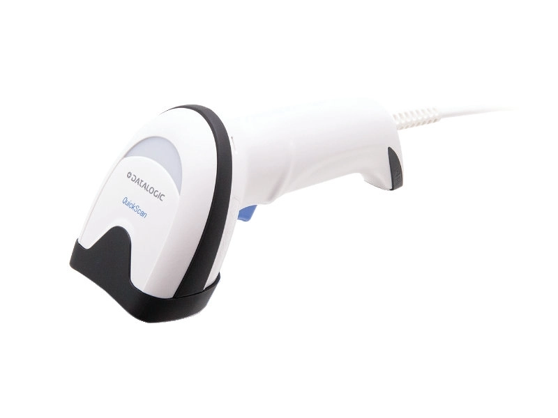 Datalogic QuickScan QD2590 USB handheld 1D/2D barcode scanner in white for retail POS and self-checkout scanning