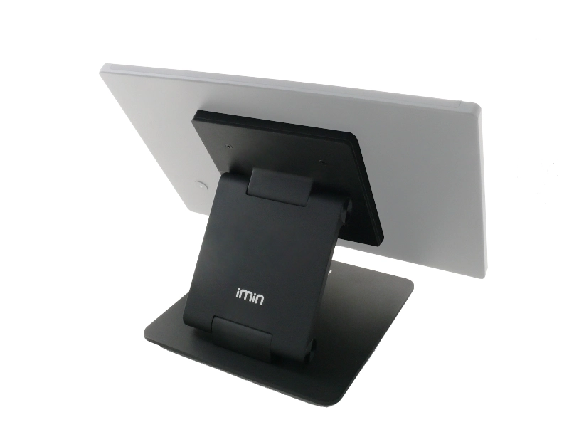Rear view of Sunmi CPad 8.8-inch Android POS tablet on iMin stand with 4G, NFC, eSIM, fingerprint and 2D scanner for retail and hospitality