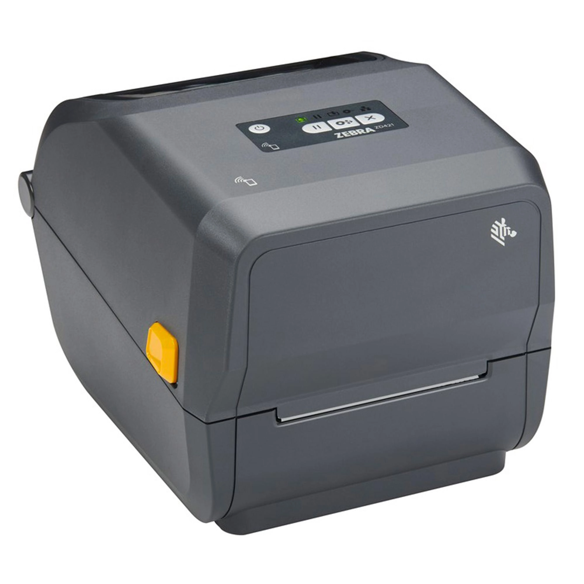 Refurbished Zebra ZD421t USB/LAN thermal transfer label printer, 203 dpi, for retail, logistics and POS label printing