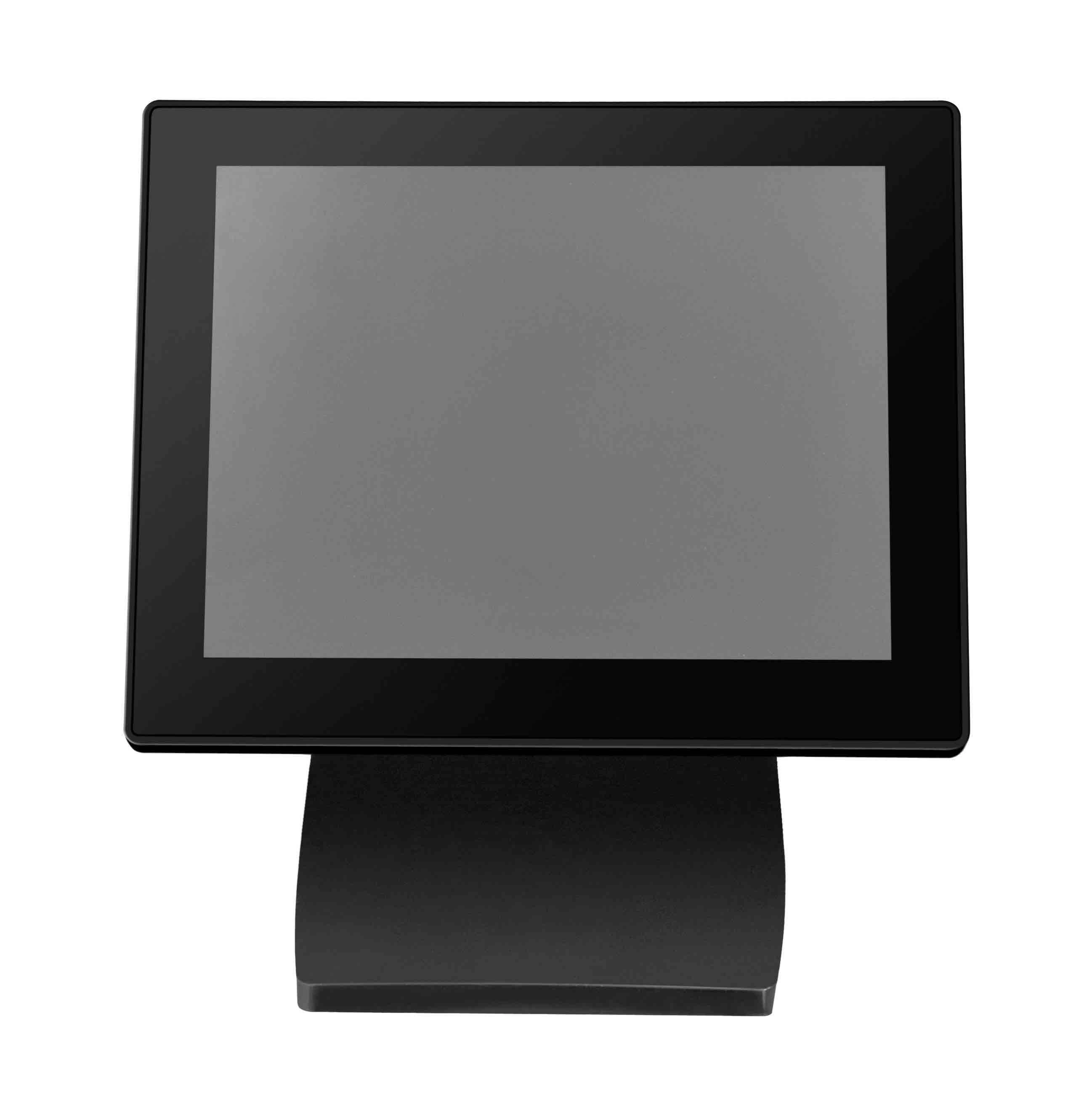 Schwarze MagicPOS MP080VG Kundenanzeige mit 8-Zoll-Display, Schutzglas und Standfuß als kompakter Zweitmonitor für Kasse, Theke und Digital Signage