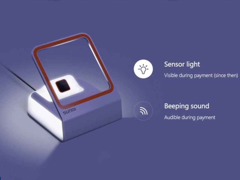 Sunmi Blink USB 1D/2D desktop scanner with backlight, sensor light and beeping sound for phone barcode, QR and e-prescription scanning in pharmacies