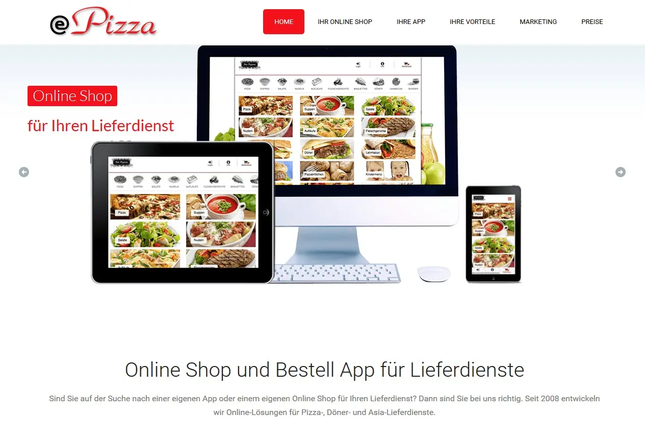 Responsive Online Shop und Bestell-App für Lieferdienste