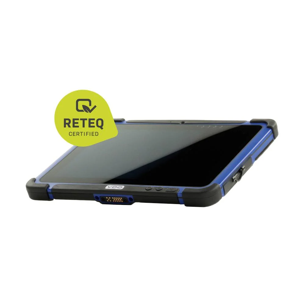 Schwarzes VDO Tablet mit blauem Schutzrahmen, RETEQ