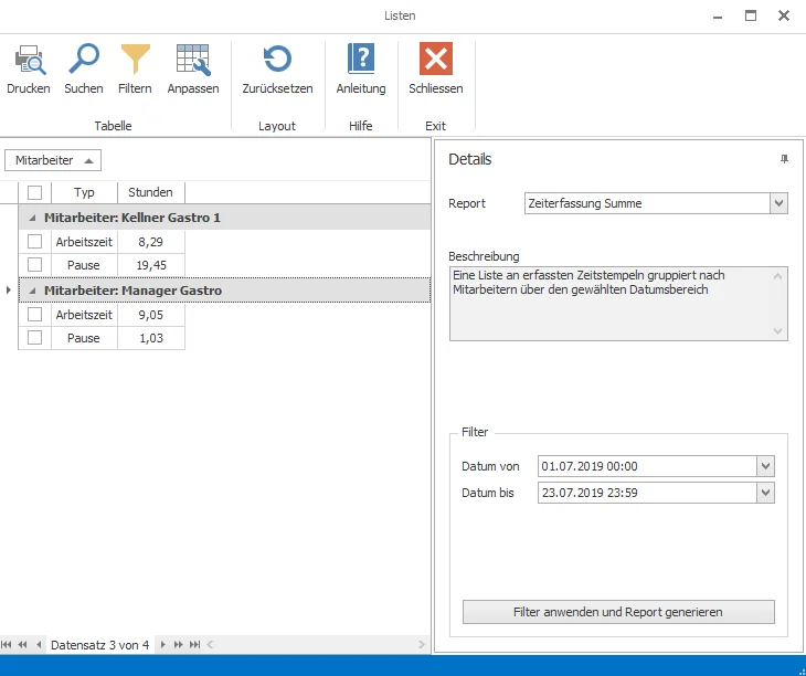 Zeiterfassungssoftware mit Stundenübersicht für Mitarbeiter