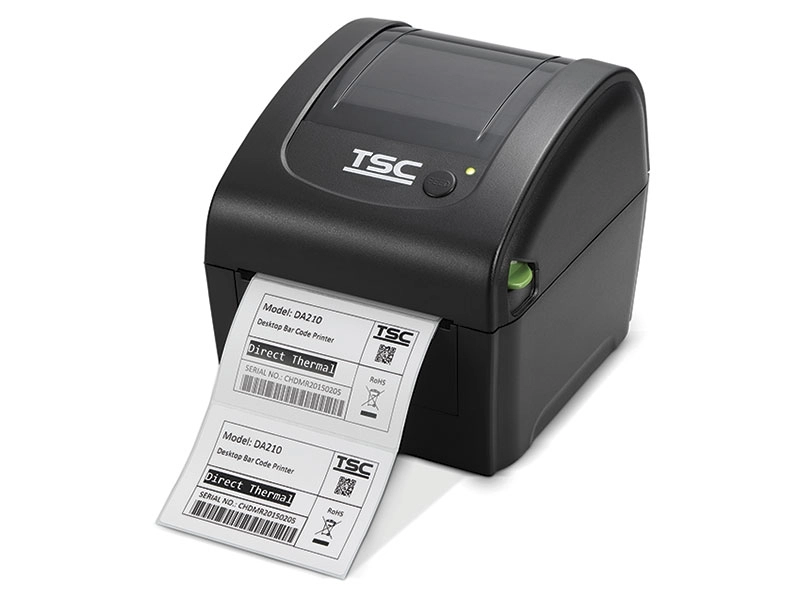 TSC DA220 direct thermal desktop label printer with USB Ethernet, 203 dpi, printing barcode and shipping labels