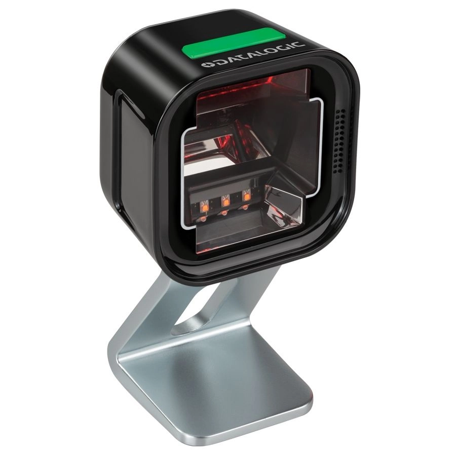 Datalogic Magellan 1500i black USB presentation scanner for fast POS checkout, reading 1D and 2D barcodes and mobile coupons