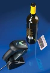 Kabelloser Datalogic Gryphon GBT4400 Bluetooth Barcodescanner GBT4430-BK-BTK1 mit Dockingstation scannt 1D/2D-Code an Produktflasche