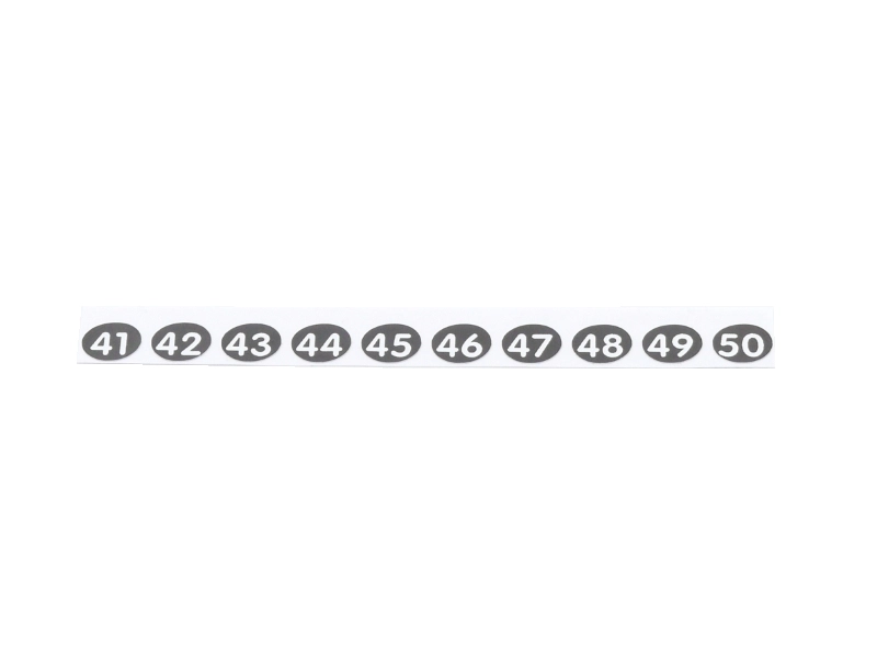 Strip of adhesive number stickers 41 to 50 for Addimat waiter pens, ideal for waiter systems and POS workplace organisation