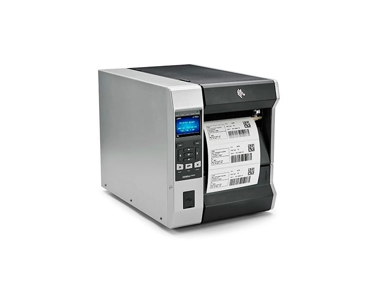 Zebra ZT620 300dpi industrial thermal transfer label printer printing barcode labels for manufacturing and logistics
