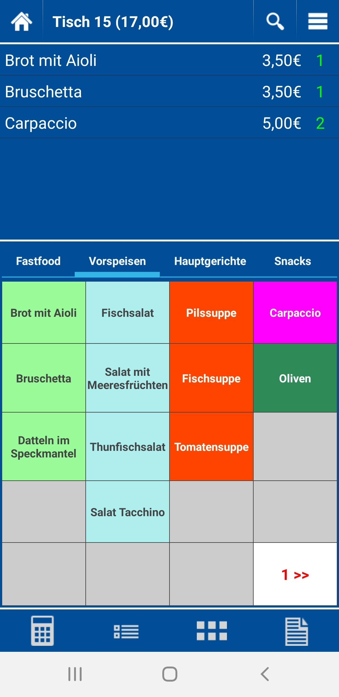 GastroDROID Bestellterminal mit Restaurant-Bestellmaske für MagicPOS 15 Zoll Touch Gastro Kasse mit GastroSoft, TSE und Kassensoftware