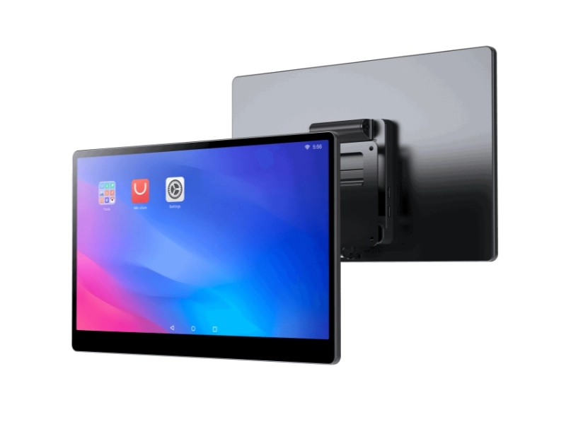 iMin Swan 1K 15.6-inch touchscreen kitchen display with Android 11, rear view and VESA mount for restaurant POS order management