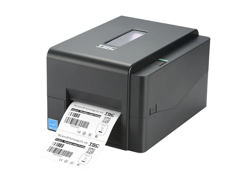TSC TE310 300 dpi thermal transfer label printer printing barcode labels, with USB, Ethernet and RS232 for office, warehouse, shipping and retail