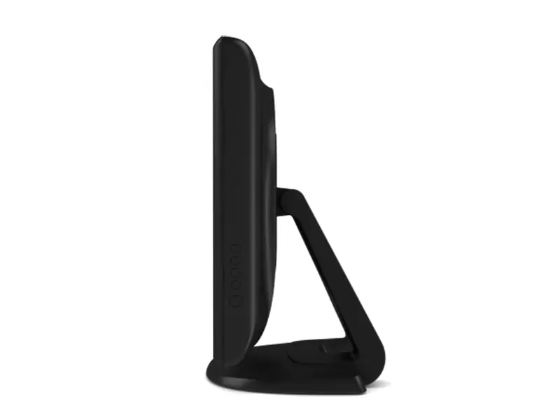 Seitenansicht eines schwarzen LED-Monitors auf Standfuß