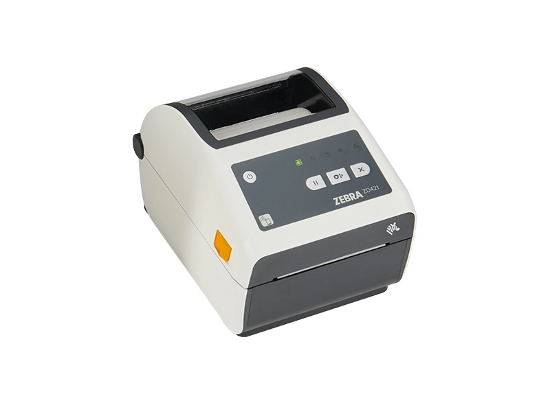 Zebra ZD421-HC healthcare direct thermal label printer for secure hospital barcode labels, with USB, Wi-Fi and Bluetooth connectivity