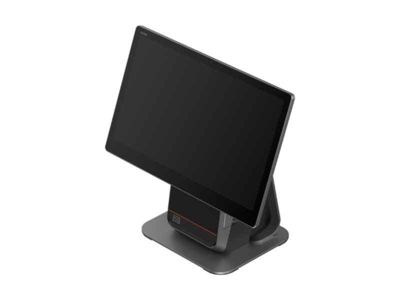 Schwarzes modernes Touchscreen-Kassensystem auf Standfuß