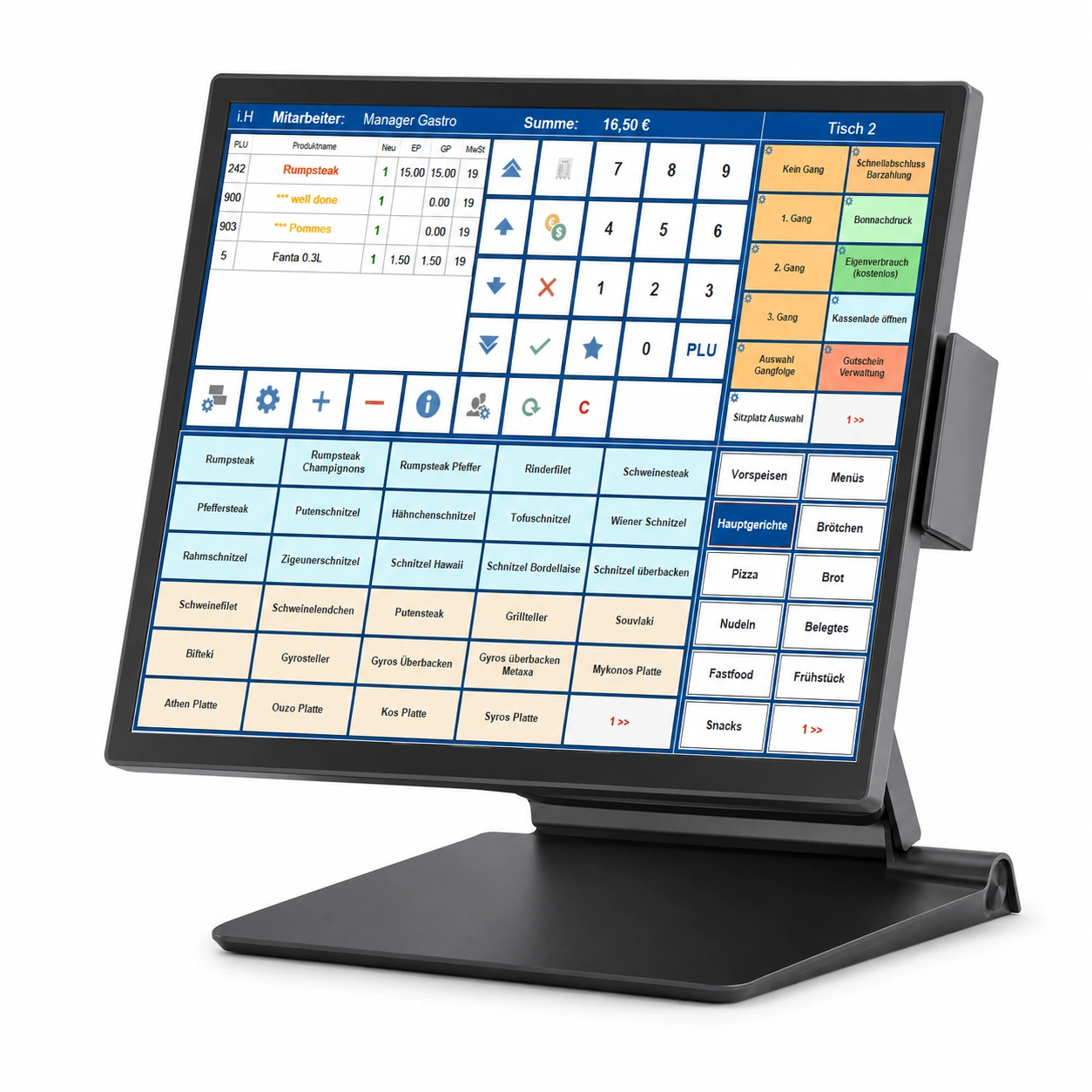 MagicPOS Gastro Kasse 15 Zoll Touch Intel i5 mit GastroSoft Light, TSE und Bondrucker für Restaurant, Café und Imbiss