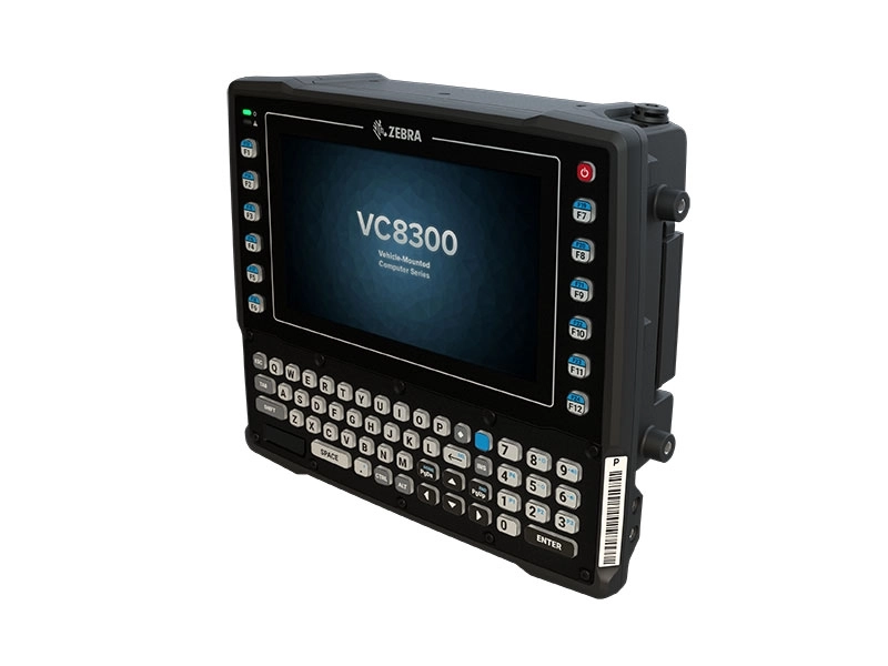 Zebra VC8300 rugged vehicle-mounted forklift computer with 8-inch touch display and AZERTY keyboard for logistics