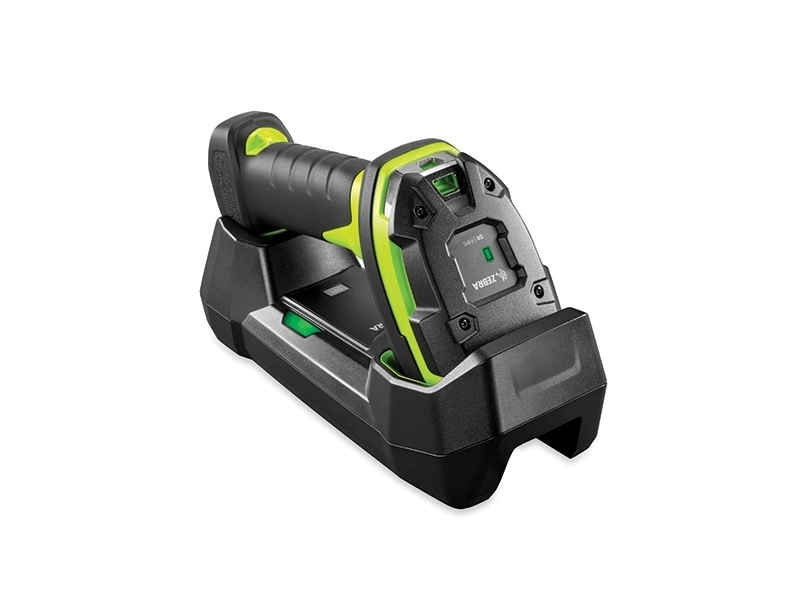 Zebra LI3678-SR rugged 1D Bluetooth barcode scanner with USB cradle, IP67 linear imager for fast warehouse and logistics scanning