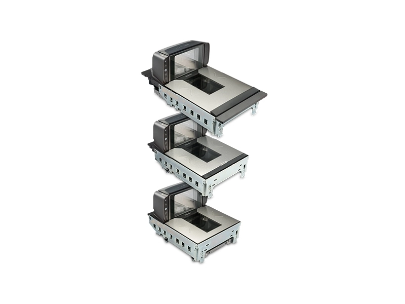 Drei Einbau-Barcodescanner für Kassentische übereinander