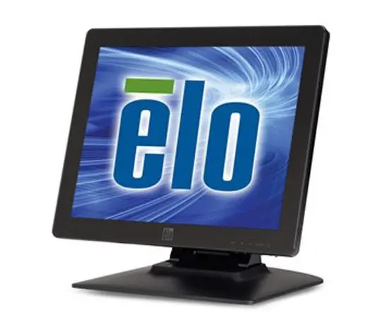 Schwarzer Elo Touchscreen Monitor seitliche Ansicht