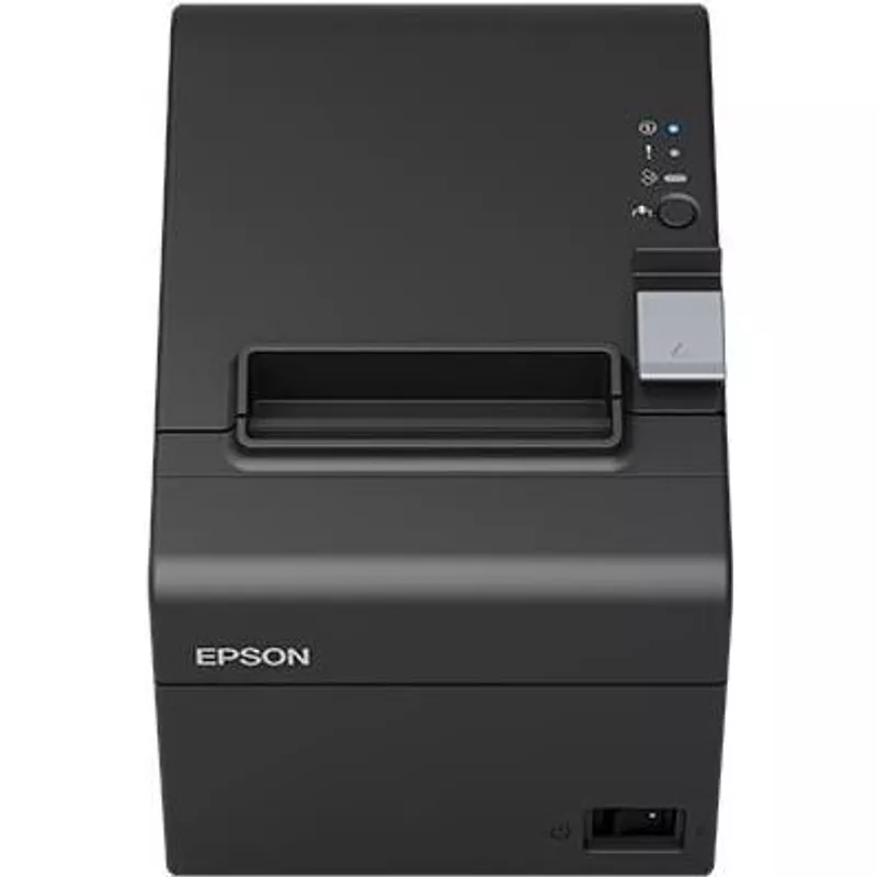 Schwarzer Epson TM-T20III Thermo-Bondrucker mit USB/LAN, 80 mm Belegdrucker für Kasse, Gastronomie und Einzelhandel