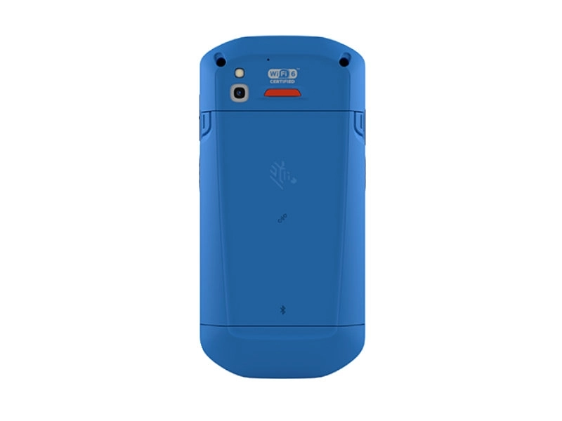Rear view of Zebra TC52ax-HC Healthcare Handheld in blue, Android 11 device with Wi-Fi 6, NFC and SE4720 2D imaging for patient data capture