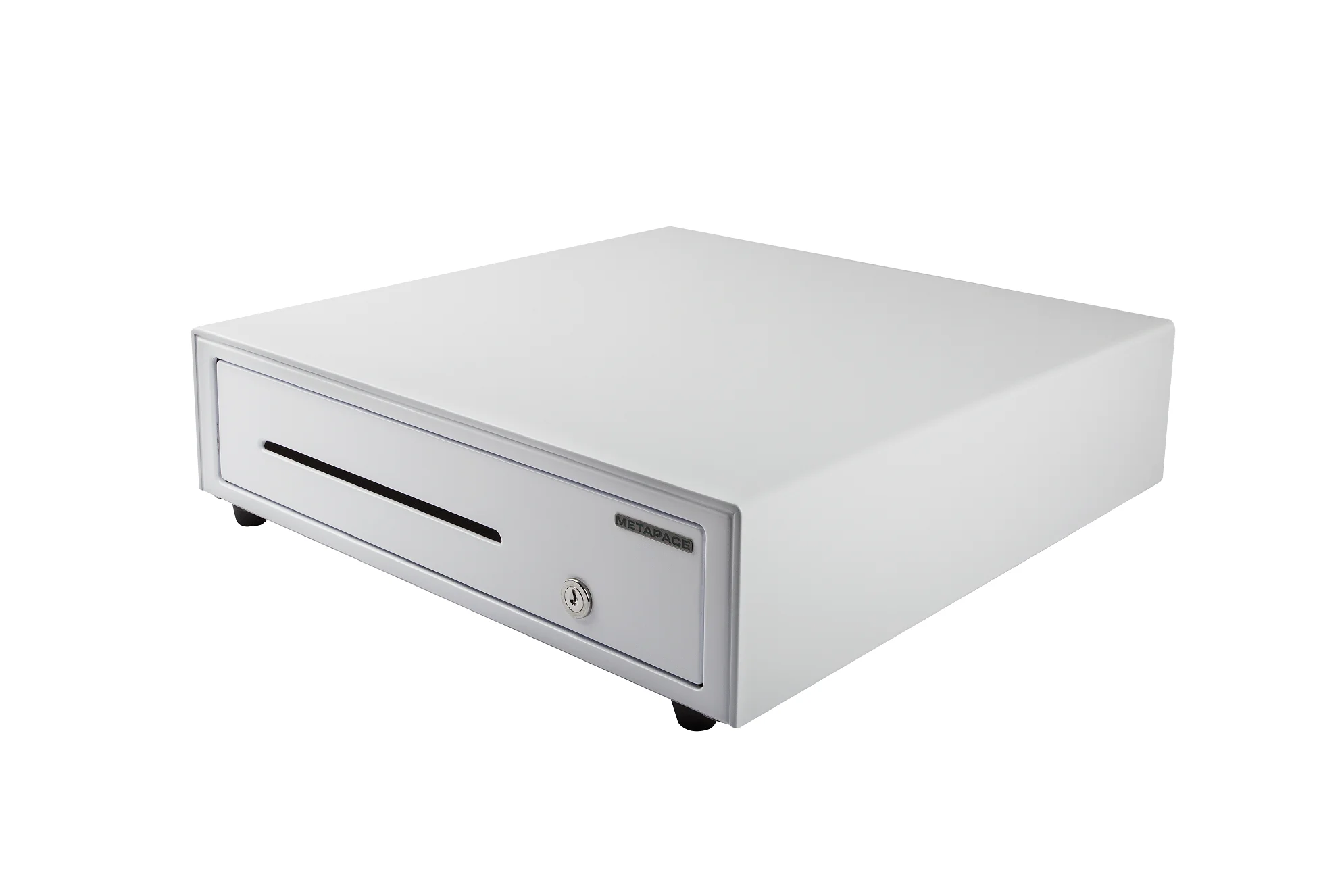 Weiße Metapace Kassenschublade mit Schlitz und Schloss