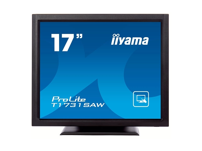 Iiyama ProLite T1731SAW-B5 17 Zoll Touchmonitor in Schwarz mit SAW-Technologie, USB-Anschluss und stabilem Standfuß für Kasse und Kiosk