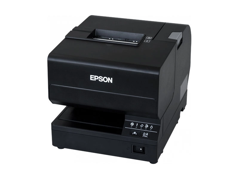 Black Epson TM-J7200 multi-station inkjet printer for POS receipts and durable forms, with USB and Ethernet connectivity, model C31CF69301