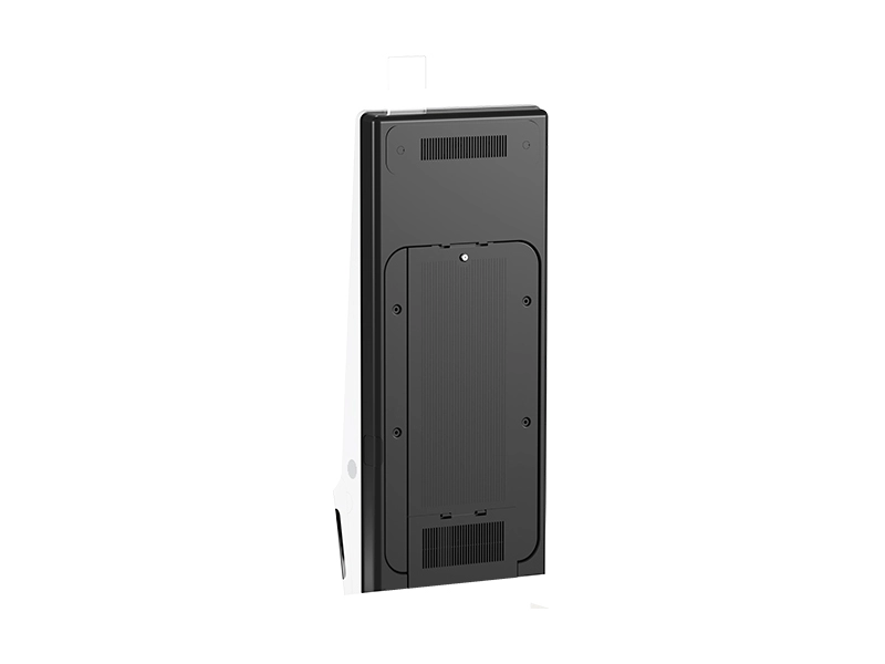 Sunmi K2 24-inch Android 13 self-ordering kiosk rear view, POS touch terminal with 2D scanner and 80mm receipt printer for restaurants and retail