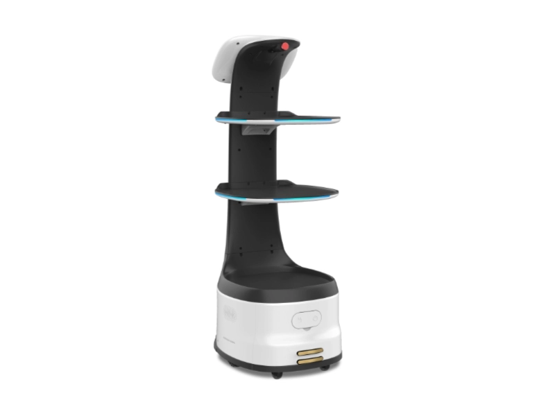 Keenon T8 DINERBOT service robot with trays for automated food and drink delivery in restaurants, hotels and catering