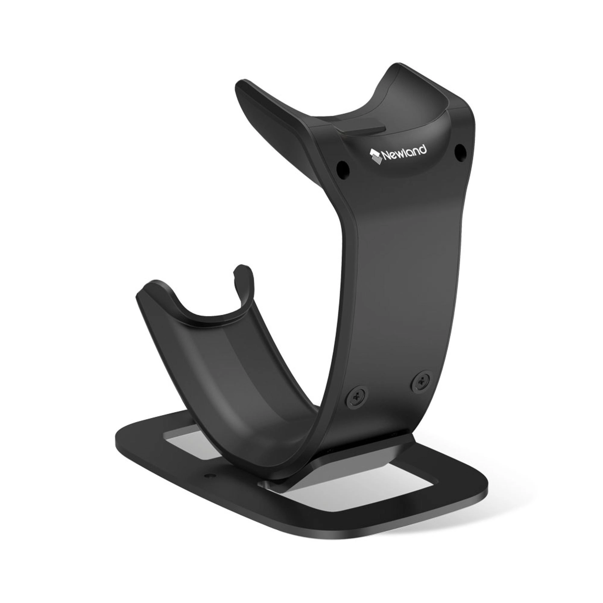 Black charging cradle for the Newland HR33 Marlin NLS-HR3300-BT Bluetooth 2D barcode scanner, ideal for POS teams and fast QR code scanning