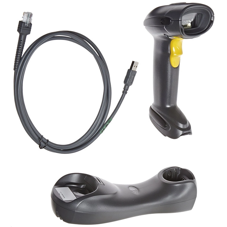 Refurbished Zebra DS6878 wireless 1D/2D USB barcode scanner with docking station and cable for retail and warehouse scanning