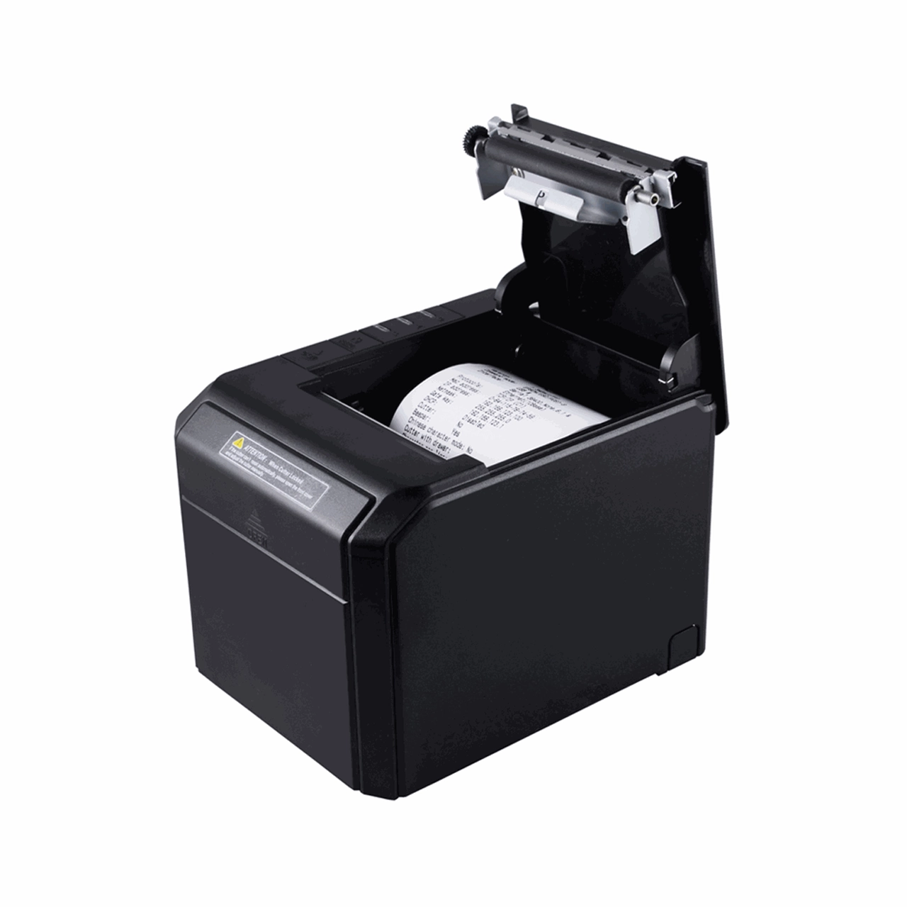 Geöffneter 80-mm-Bondrucker für MagicPOS 15 Zoll Touch MegaSetplus Handelskasse mit TSE, Scanner und Kassenlade