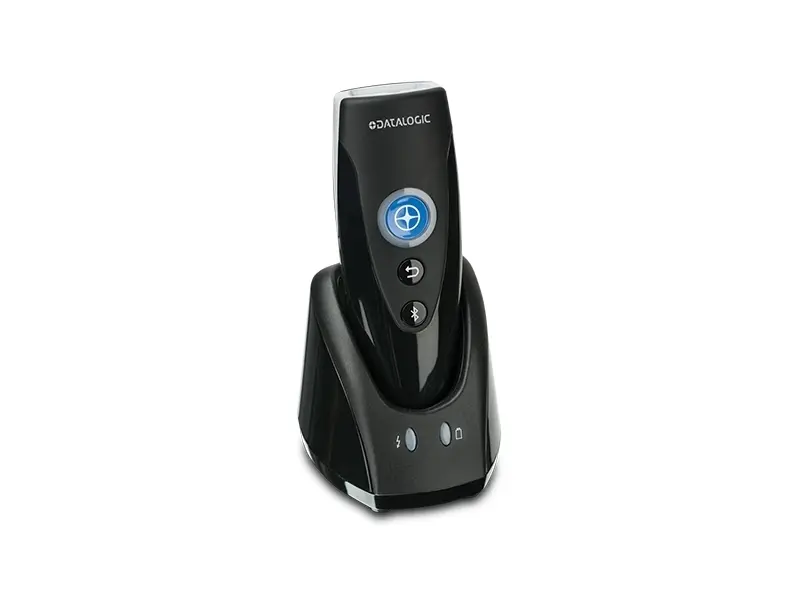 Schwarzer Datalogic Bluetooth Barcodescanner in Ladeschale