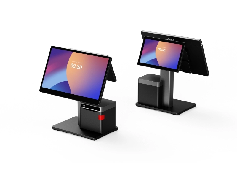 Imin Swan 2 Android POS-Kassensystem mit 15,6-Zoll-Touchscreen, 10-Zoll-Kundenanzeige und integriertem 80-mm-Bondrucker