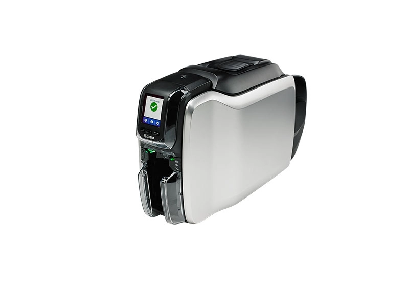 Zebra ZC300 dual-sided card printer for borderless CR80 PVC ID and membership cards, with USB and Ethernet connectivity for retail and hospitality