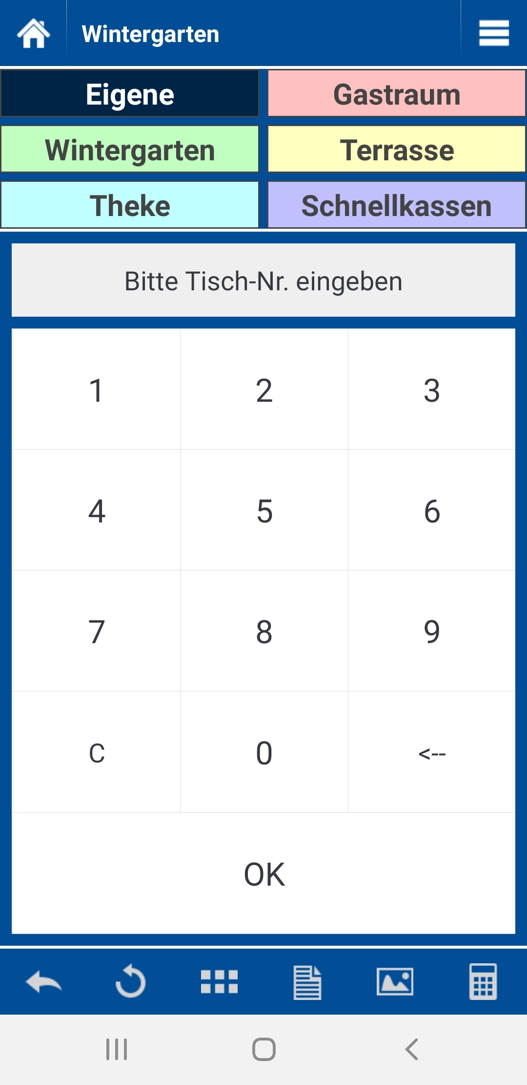 Smartphone-Ansicht zur Eingabe der Tischnummer im Lokal