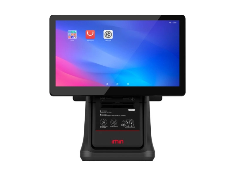 Schwarzes iMin Touchscreen-POS-Terminal mit großem Display